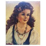 Vintage Framed Portrait Painting and Friedel Cinderella Figurine