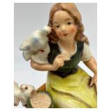 Vintage Framed Portrait Painting and Friedel Cinderella Figurine