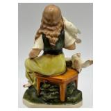 Vintage Framed Portrait Painting and Friedel Cinderella Figurine