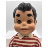 Vintage Mid-Century Big Boy Plastic Doll with Striped Outfit