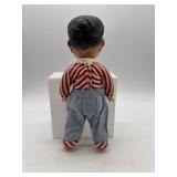 Vintage Mid-Century Big Boy Plastic Doll with Striped Outfit