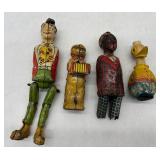 Set of 4 Vintage Litho Tin Wind-Up Toys for Parts or Repair
