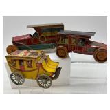Collection of 3 Vintage Tin Litho Toy Cars