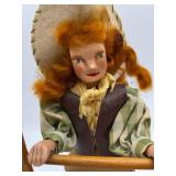 Vintage Cowgirl Doll on Wooden Stand