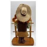 Vintage Cowgirl Doll on Wooden Stand