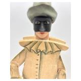 Harlequin Puppet and Mardi Gras Clown Figurine Set