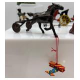 Set of Vintage Metal Figurines and Toys with Horse and Wagon