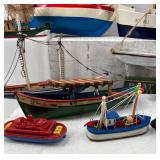 Collection of 13 Handcrafted Model Boats and Ships with Unique Designs