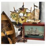 Collection of 13 Handcrafted Model Boats and Ships with Unique Designs