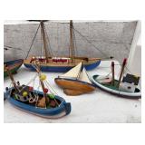 Collection of 13 Handcrafted Model Boats and Ships with Unique Designs