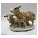 Vintage German Weather House and Porcelain Sheep Figurines