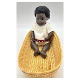 Vintage Sasha African American Baby Doll in Basket