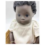 Vintage Sasha African American Baby Doll in Basket
