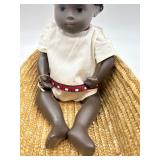 Vintage Sasha African American Baby Doll in Basket
