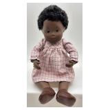 Vintage Sasha African American Porcelain Â Baby Doll in Pink Plaid Dress