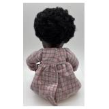 Vintage Sasha African American Porcelain Â Baby Doll in Pink Plaid Dress