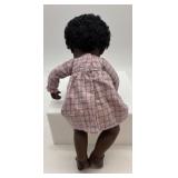 Vintage Sasha African American Porcelain Â Baby Doll in Pink Plaid Dress
