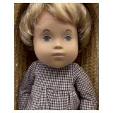 Vintage Sasha Baby Doll with Brown Gingham Dress and Basket