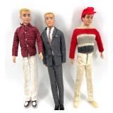 Collection of 3 Vintage Ken Dolls in Assorted Outfits