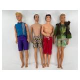 Set of 4 Collectible Ken Dolls in Various Attires