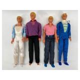 Set of 4 Vintage Ken Dolls in Varied Outfits