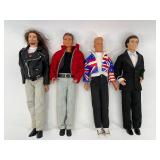 Collection of 4 Vintage Ken Dolls with Varied Outfits including Harley Davidson
