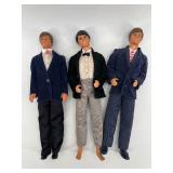 Set of 3 Vintage Ken Dolls in Formal Attire