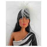 Vintage Cher Barbie Doll in Striking Outfit with Feathered Headpiece