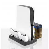 Wasserstein 3-in-1 Playstation 5 Vertical Cooling Stand with DualSense Controller Charging Station, Cooling Fan, and Video Games Storage