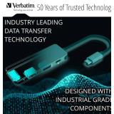 Verbatim 4-in-1 USB C Hub Adapter with Dongle - 60W Power Delivery, USB 3.0, USB 2.0 for USB C Laptops