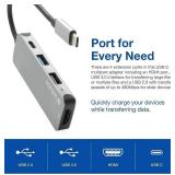 Verbatim 4-in-1 USB C Hub Adapter with Dongle - 60W Power Delivery, USB 3.0, USB 2.0 for USB C Laptops
