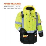 NEW Ergodyne GloWear 8384 Hi-Vis Winter Jacket Quilted Parka - Type R, Class 3 - LIME 2XL