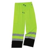 NEW Ergodyne GloWear 8915BK Hi-Vis Rain Pants - Class E, Black Bottom - LIME 2XL