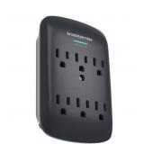 Monster Power 6-Outlet Wall Tap Surge Protector - 300 Joules - Black