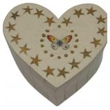 VINTAGE KEEPSAKE HEART SHAPED BOX, 6" X 4"