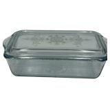 VINTAGE "FIRE KING PHILBE", ANCHOR HOCKING BLUE SAPHPHIRE GLASS LOAF PAN WITH LID