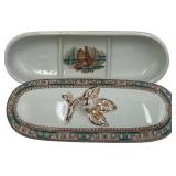 VINTAGE PORCELAIN 3 SECTION KEEPSAKE BOX