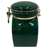 EUROPEAN COFFEEHOUSE COLLECTION, GREEN AND GOLD COFFEE CANISTER