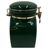 EUROPEAN COFFEEHOUSE COLLECTION, GREEN AND GOLD COFFEE CANISTER