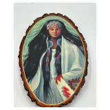 VINTAGE CARVED WOOD INDIAN GIRL PAINTING WALL HOME DECOR