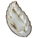 VINTAGE FRANKOMA 12" CERAMIC LEAF SHAPED DISH