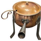 VINTAGE COPPER SWEDISH 3-FOOTED TEAPOT WITH HANDLE