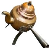 VINTAGE COPPER SWEDISH 3-FOOTED TEAPOT WITH HANDLE
