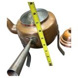 VINTAGE COPPER SWEDISH 3-FOOTED TEAPOT WITH HANDLE