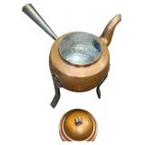 VINTAGE COPPER SWEDISH 3-FOOTED TEAPOT WITH HANDLE