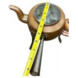 VINTAGE COPPER SWEDISH 3-FOOTED TEAPOT WITH HANDLE