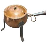 VINTAGE COPPER POT WITH HANDLE AND LADLE