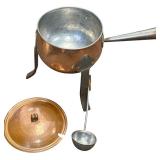 VINTAGE COPPER POT WITH HANDLE AND LADLE