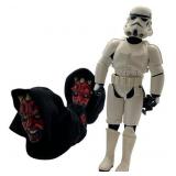 VINTAGE LUKE SKYWALKER ACTION FIGURE WITH REMOVABLE HELMET AND DARTH MAUL SANDALS