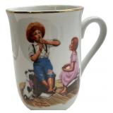 NORMAL ROCKWELL 1982 GOLD RIM PORCELAIN MUGS, LOT OF 8 MUGS